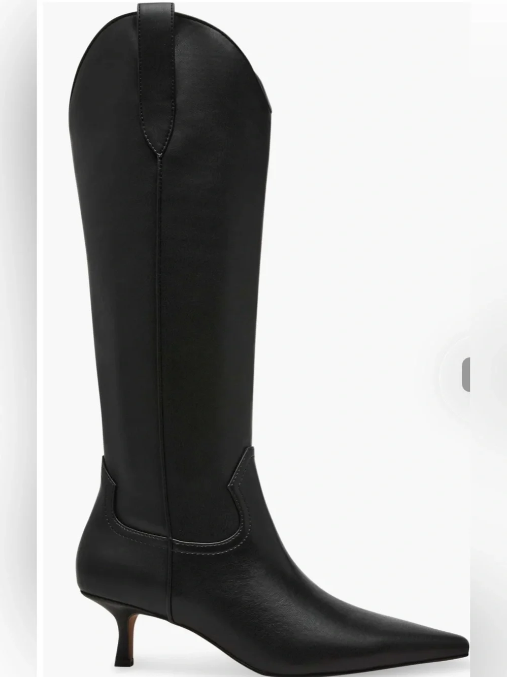 Steven New York New Britt Knee High Western Boots Black Pointed Toe 7.5